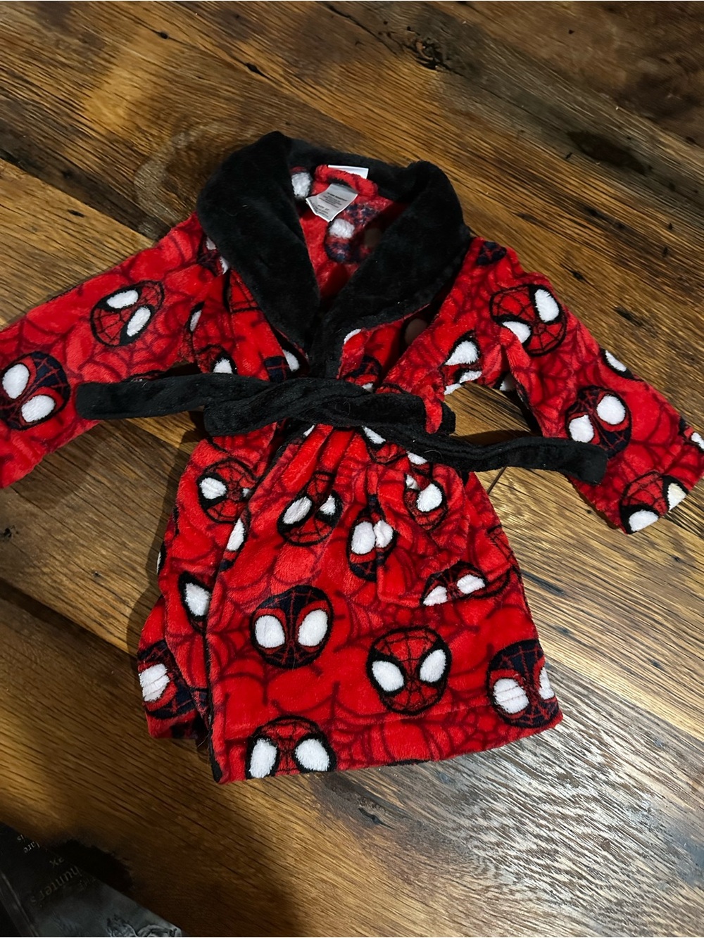 Spider-Man Red Plush Kids Robe with Black Trim